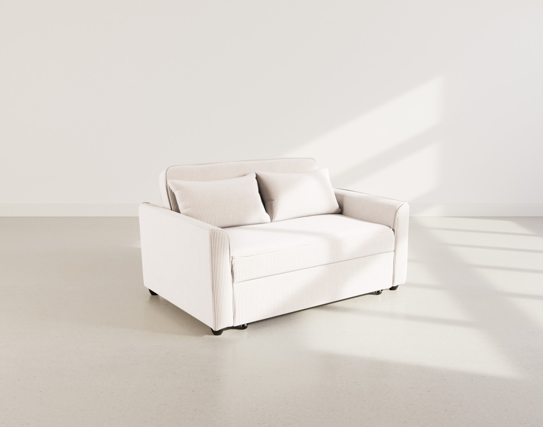 Canapé droit 2 places convertible en velours côtelé Ernest