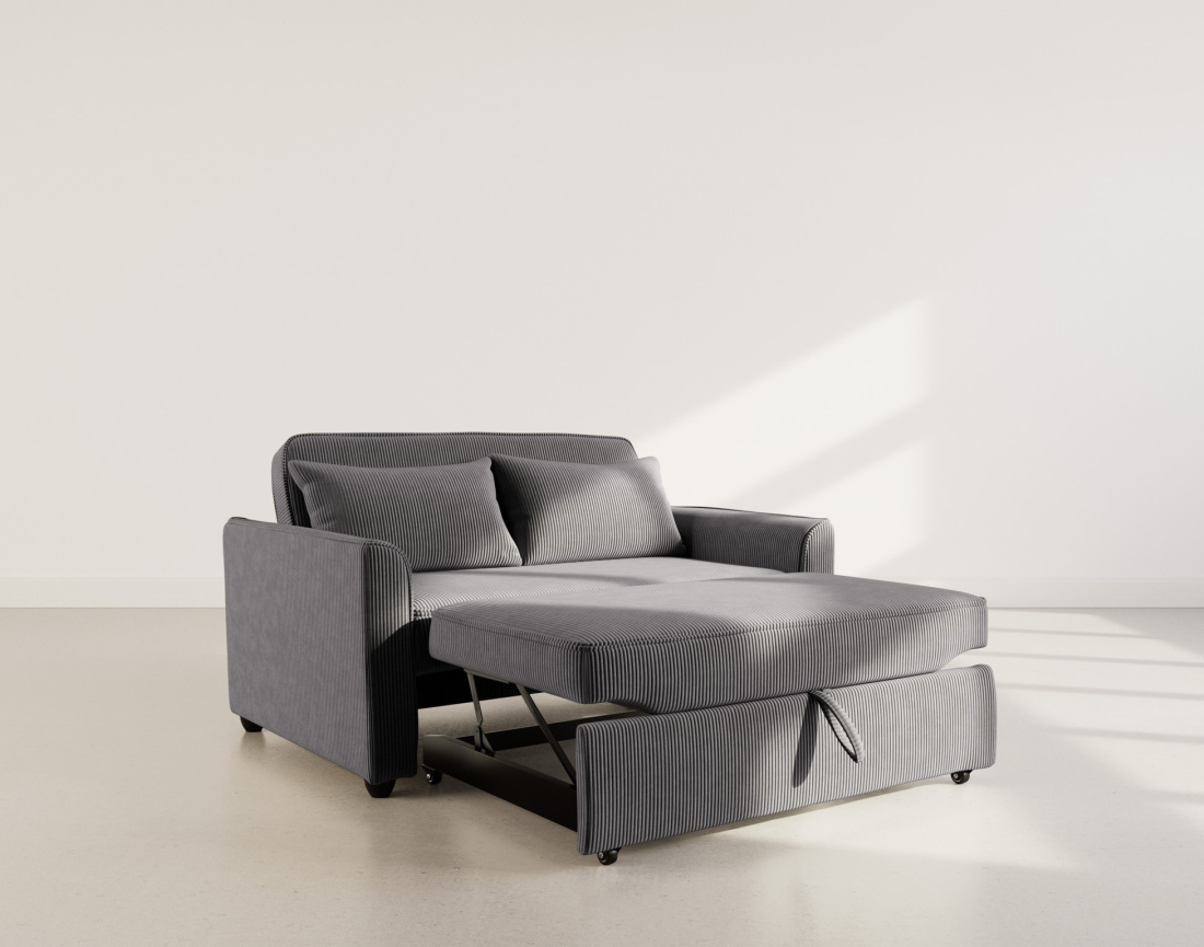 Canapé droit 2 places convertible en velours côtelé Ernest