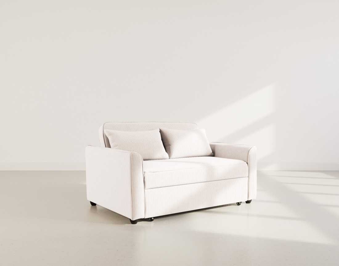 Canapé droit 2 places convertible en velours côtelé Ernest