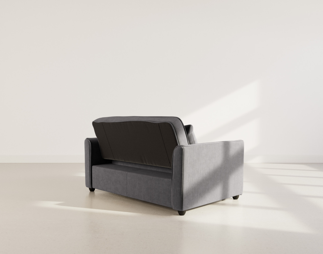 Canapé droit 2 places convertible en velours côtelé Ernest