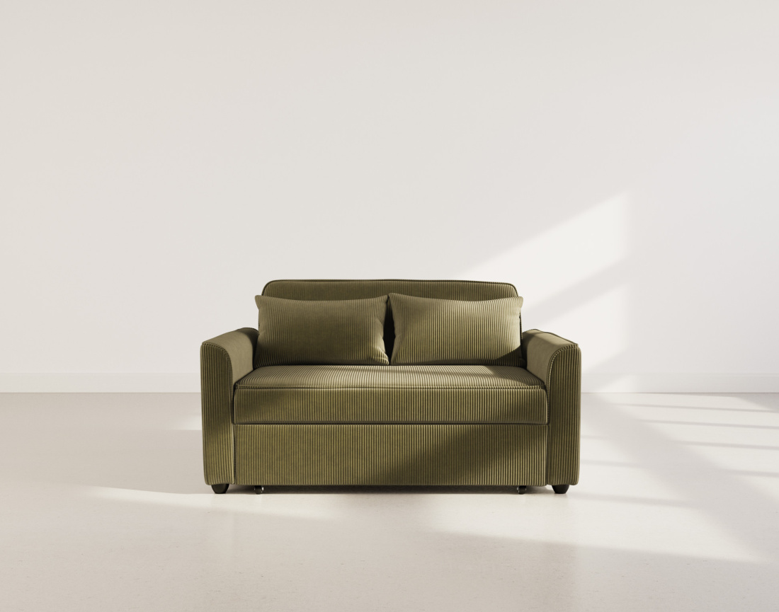 Canapé droit 2 places convertible en velours côtelé Ernest