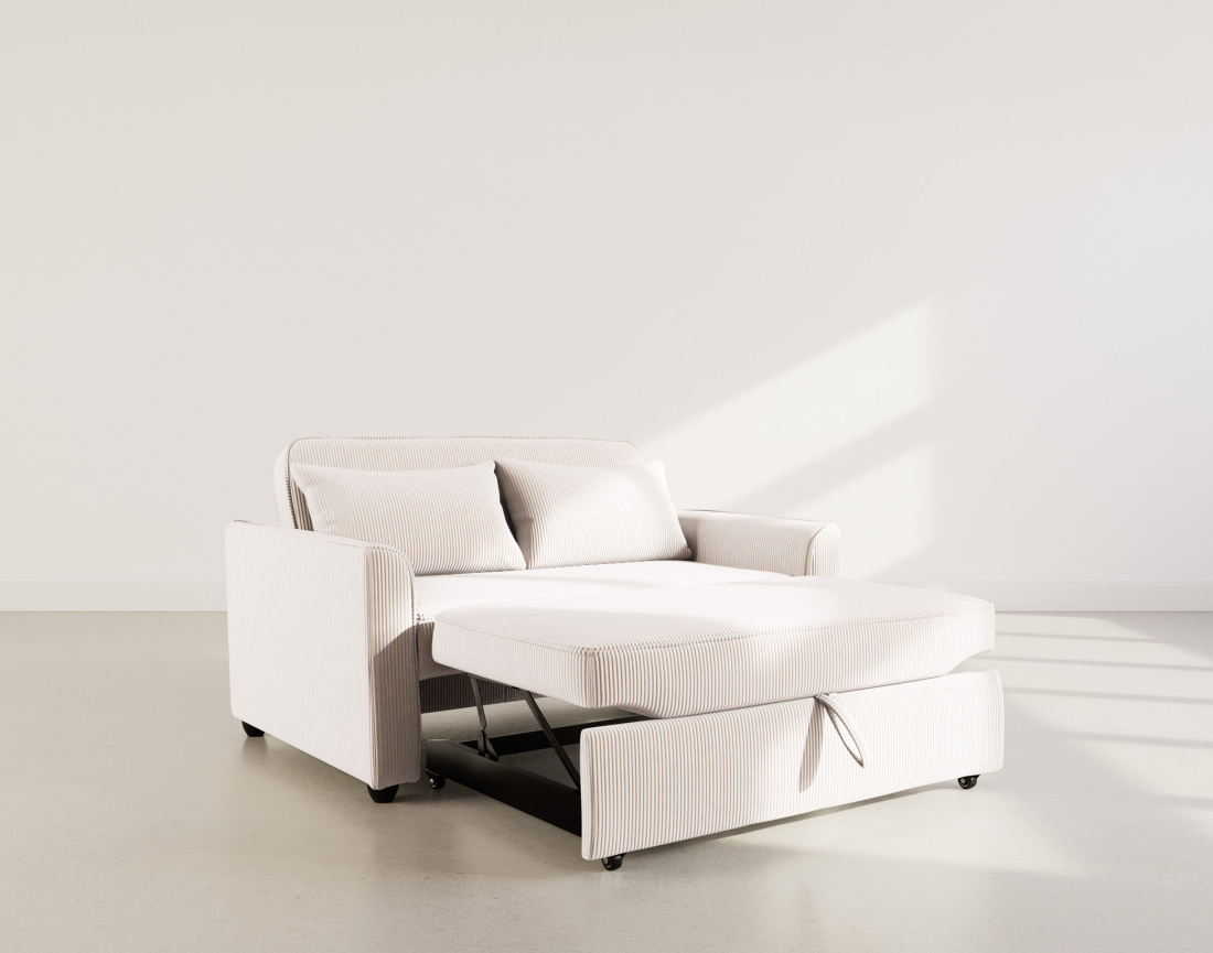 Canapé droit 2 places convertible en velours côtelé Ernest