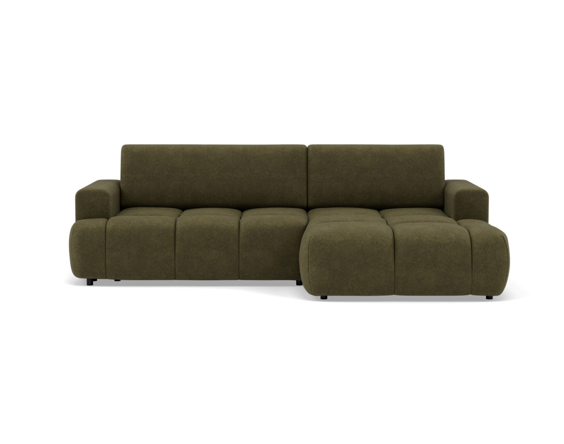 Canapé d'angle droit 4 places convertible avec coffre en velours texturé Leonie