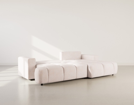 Canapé d'angle droit 4 places convertible avec coffre en velours texturé Leonie