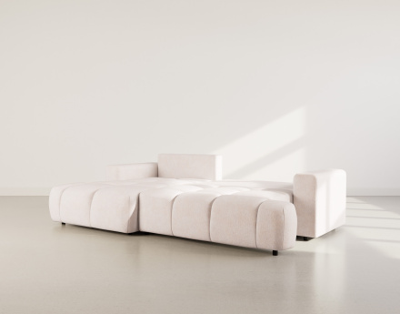 Canapé d'angle gauche 4 places convertible avec coffre en velours texturé Leonie