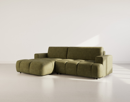 Canapé d'angle gauche 4 places convertible avec coffre en velours texturé Leonie