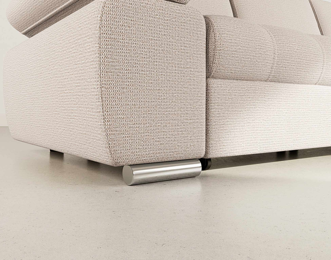 Canapé d'angle droit 4 places convertible avec coffre en tissu texturé Bianca