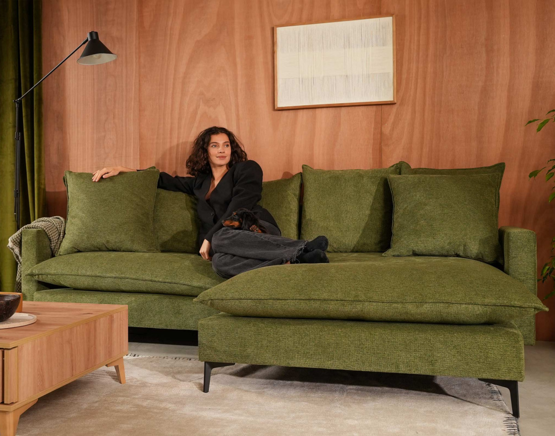 Canapé d'angle réversible 4 places en tissu texturé Madison