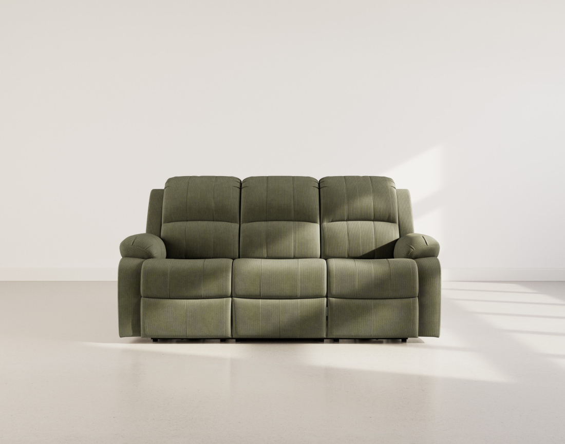 Canapé 3 places relax électrique en velours côtelé Armand