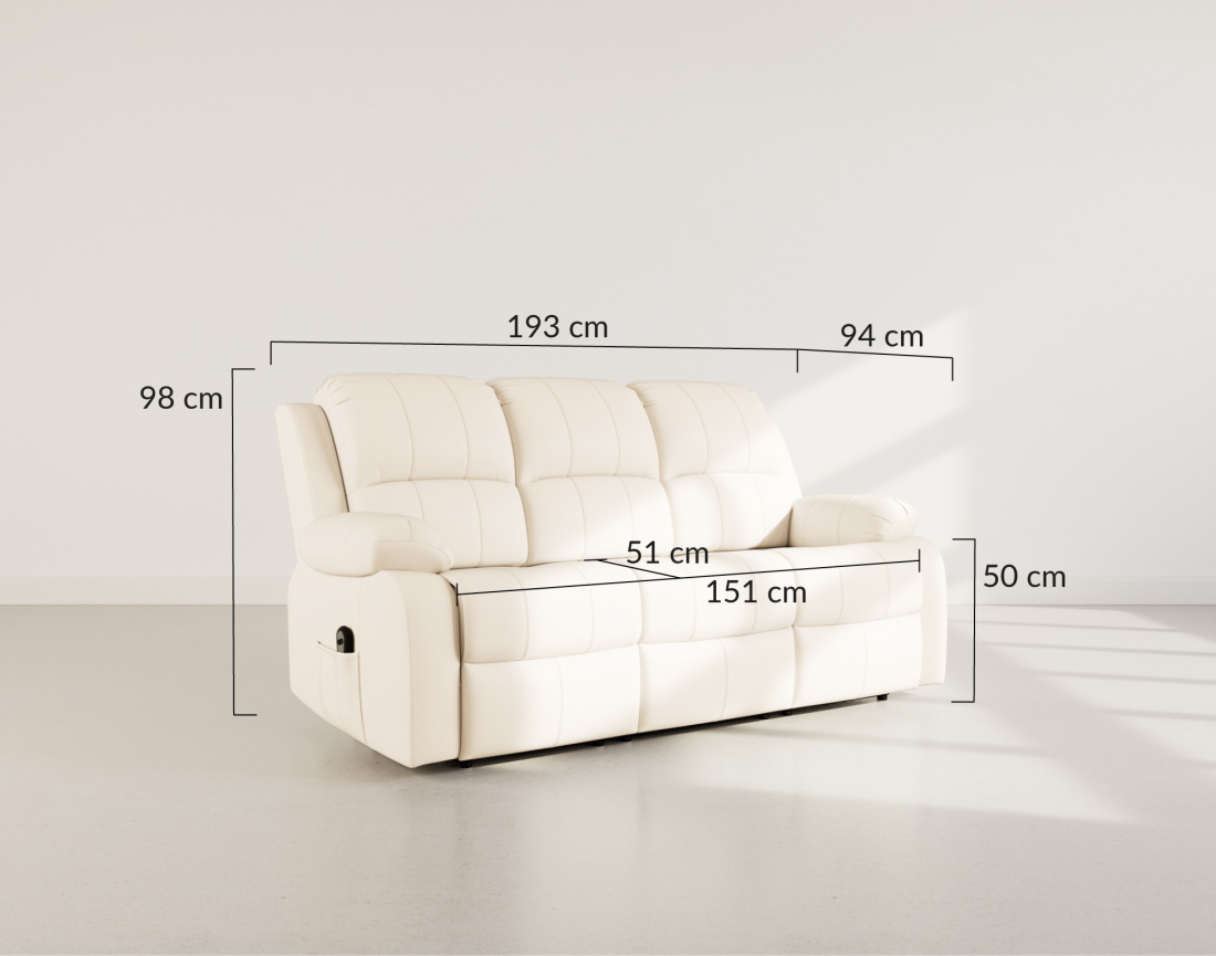 Canapé 3 places relax électrique en simili Armand