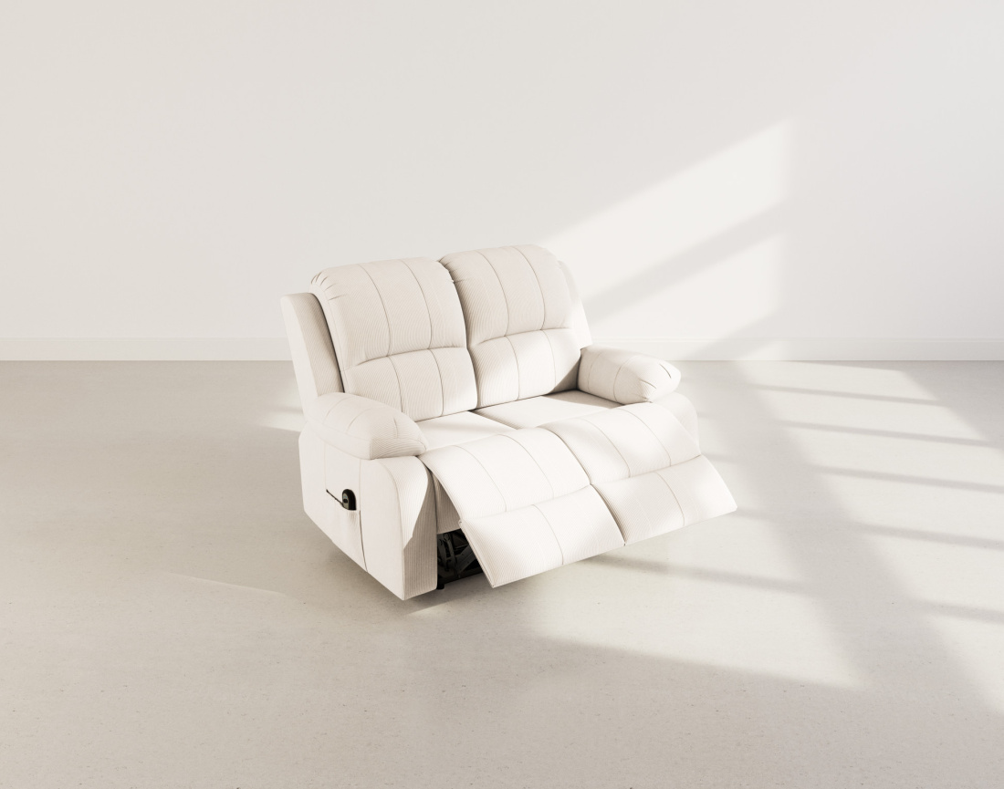 Canapé 2 places relax électrique en velours côtelé Armand