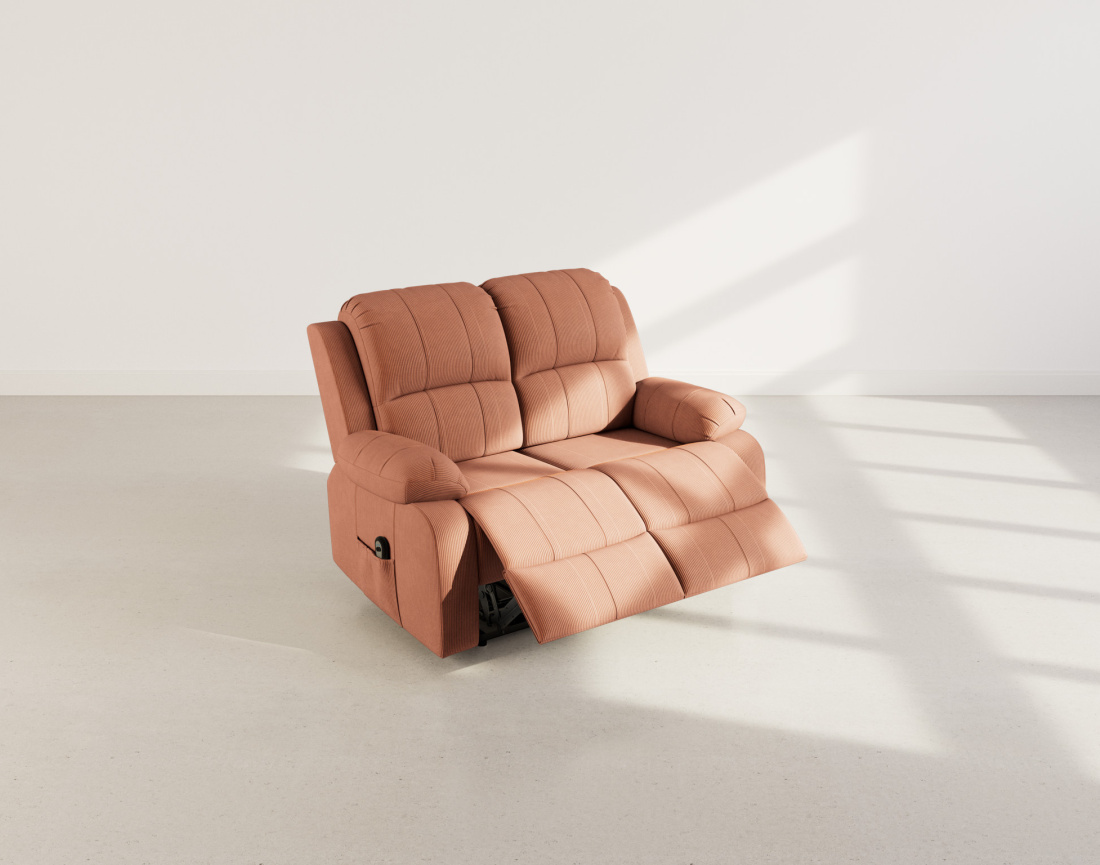 Canapé 2 places relax électrique en velours côtelé Armand