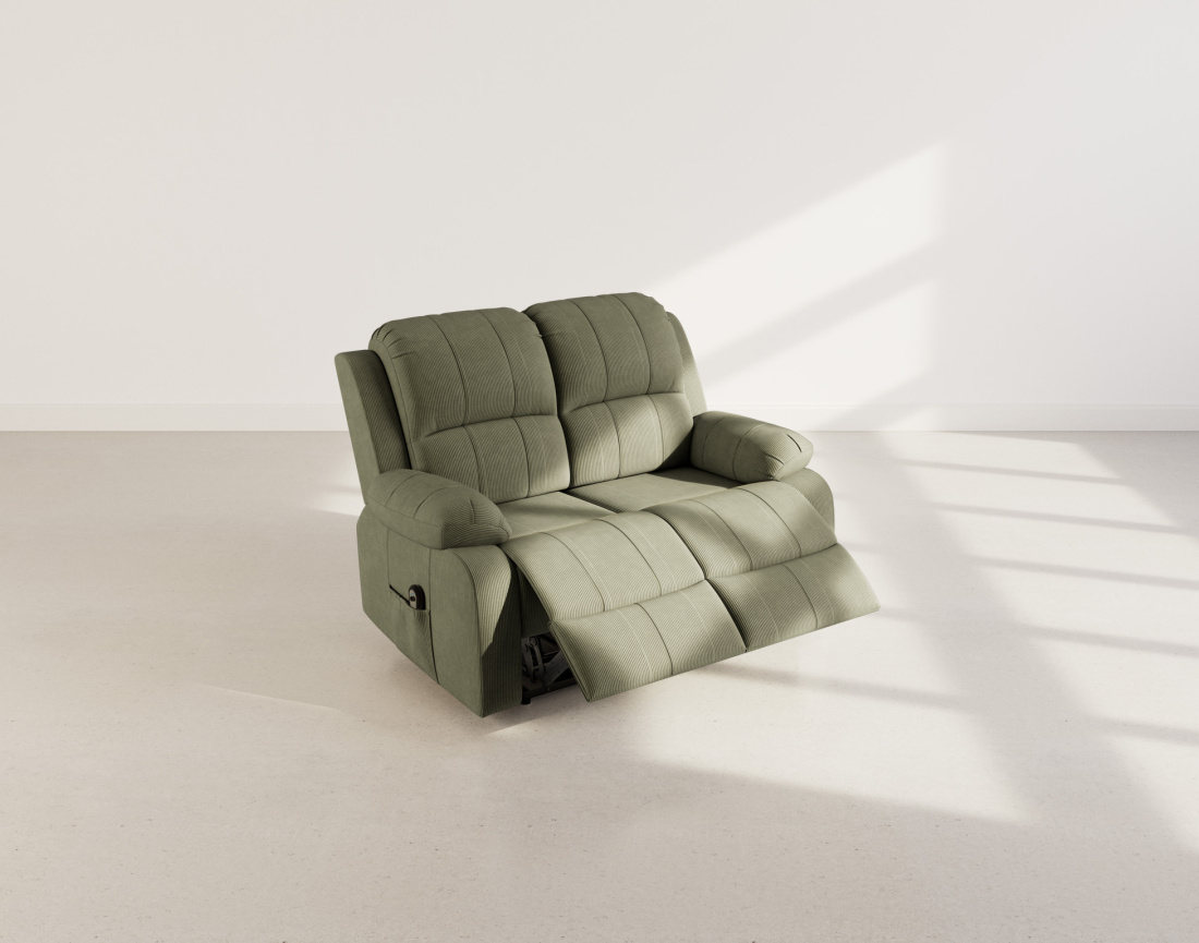Canapé 2 places relax électrique en velours côtelé Armand