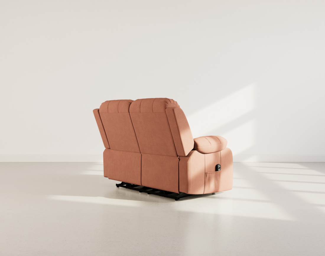 Canapé 2 places relax électrique en velours côtelé Armand