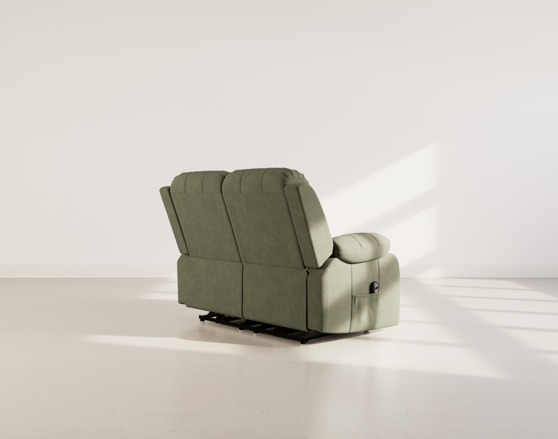 Canapé 2 places relax électrique en velours côtelé Armand