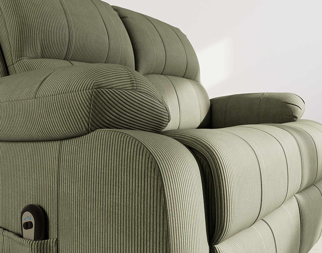 Canapé 2 places relax électrique en velours côtelé Armand