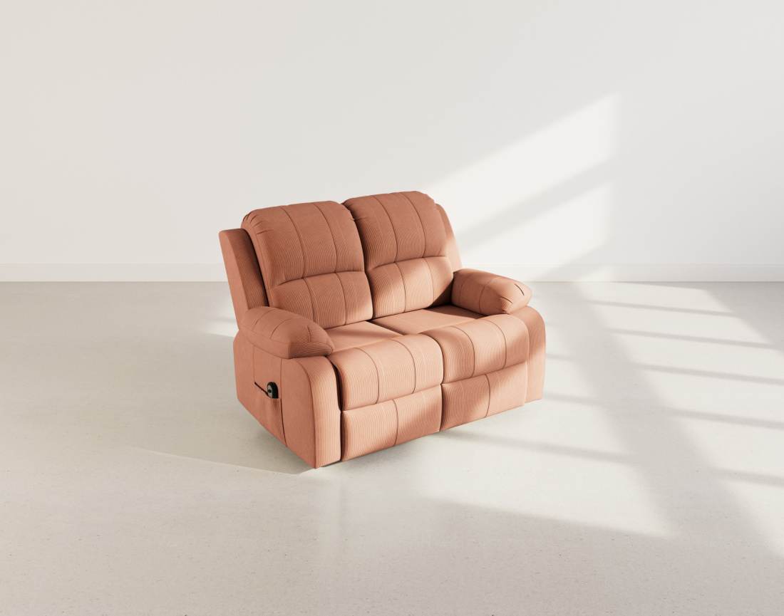 Canapé 2 places relax électrique en velours côtelé Armand