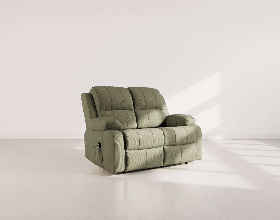 Canapé 2 places relax électrique en velours côtelé Armand