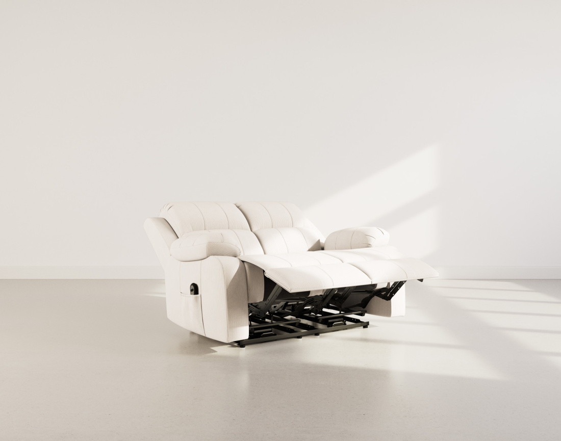 Canapé 2 places relax électrique en velours côtelé Armand