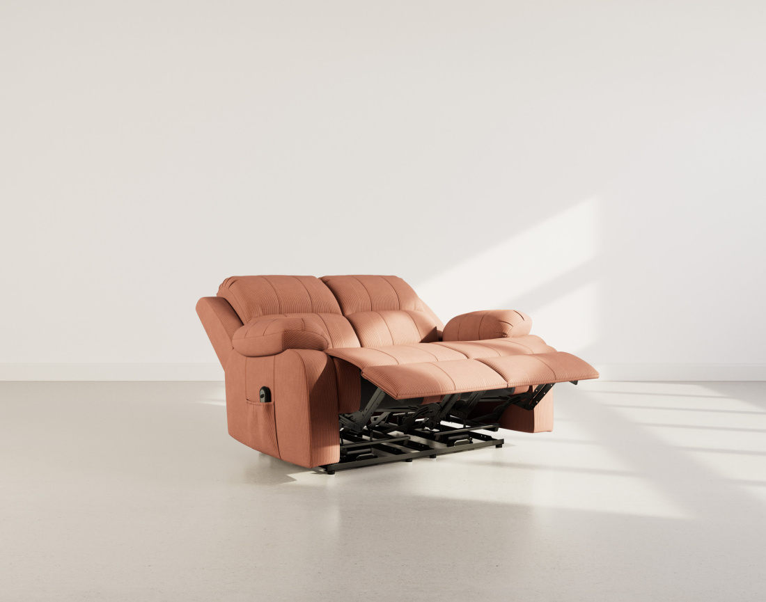 Canapé 2 places relax électrique en velours côtelé Armand