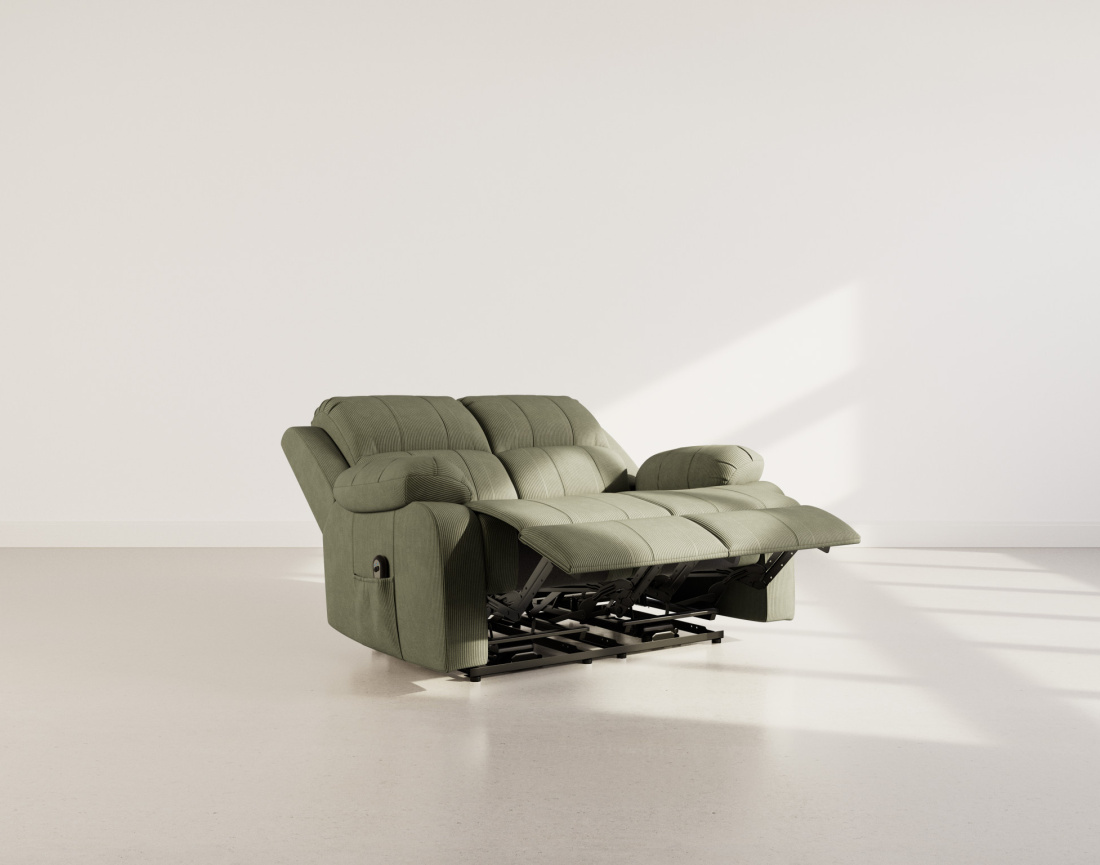 Canapé 2 places relax électrique en velours côtelé Armand