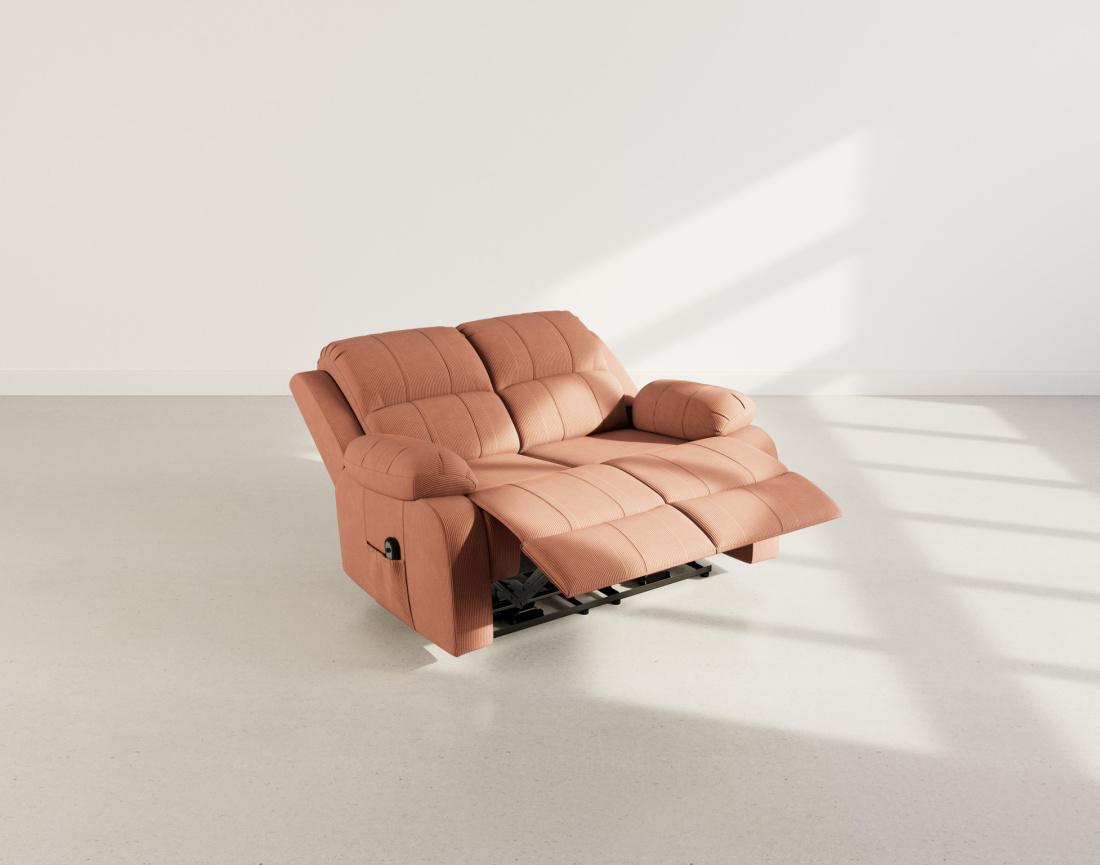 Canapé 2 places relax électrique en velours côtelé Armand