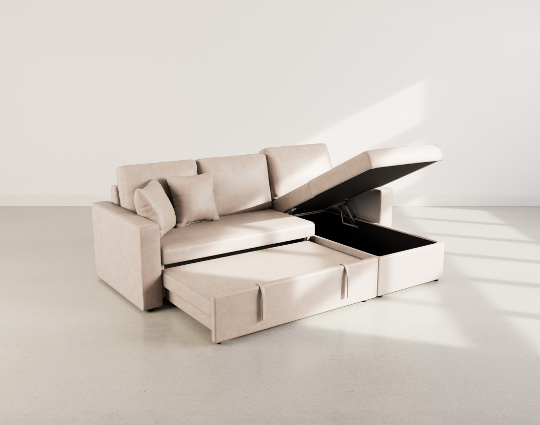 Canapé d'angle réversible 4 places convertible avec coffre en simili Cyrus