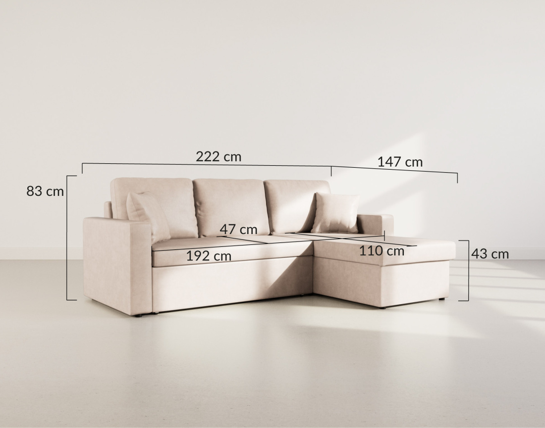 Canapé d'angle réversible 4 places convertible avec coffre en simili Cyrus