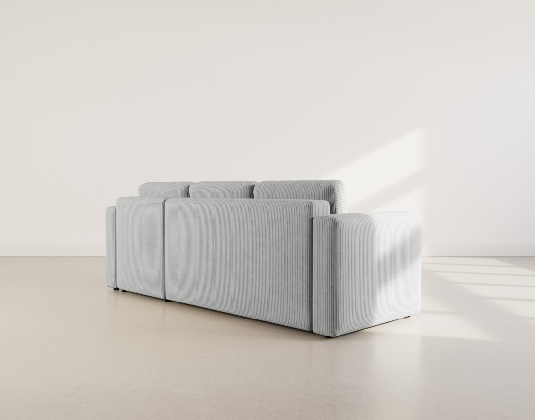 Canapé d'angle réversible 4 places convertible avec coffre en velours côtelé Canopy