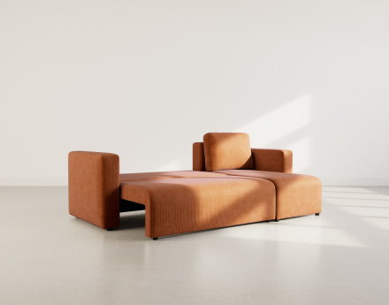 Canapé d'angle réversible 4 places convertible avec coffre en velours côtelé Canopy