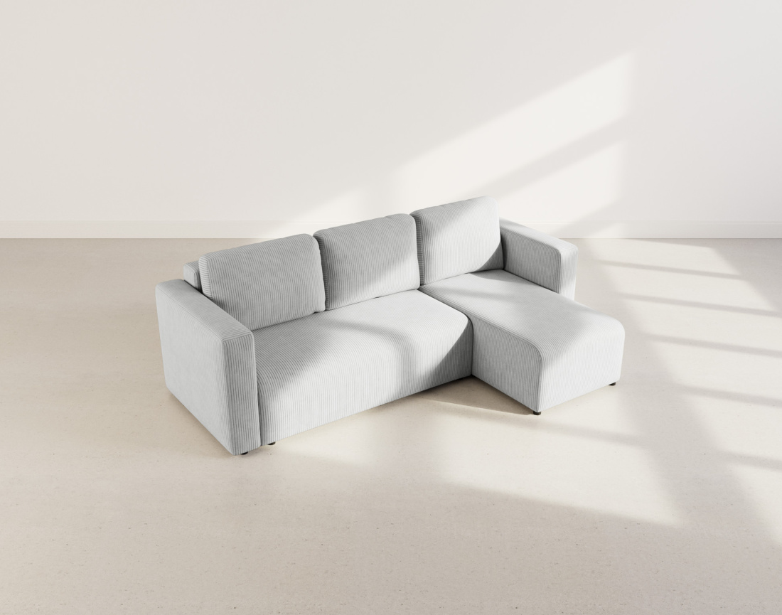 Canapé d'angle réversible 4 places convertible avec coffre en velours côtelé Canopy