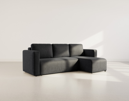 Canapé d'angle réversible 4 places convertible avec coffre en velours côtelé Canopy
