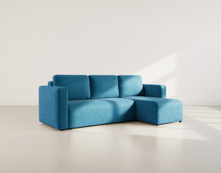 Canapé d'angle réversible 4 places convertible avec coffre en velours côtelé Canopy