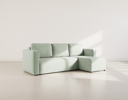 Canapé d'angle réversible 4 places convertible avec coffre en velours côtelé Canopy