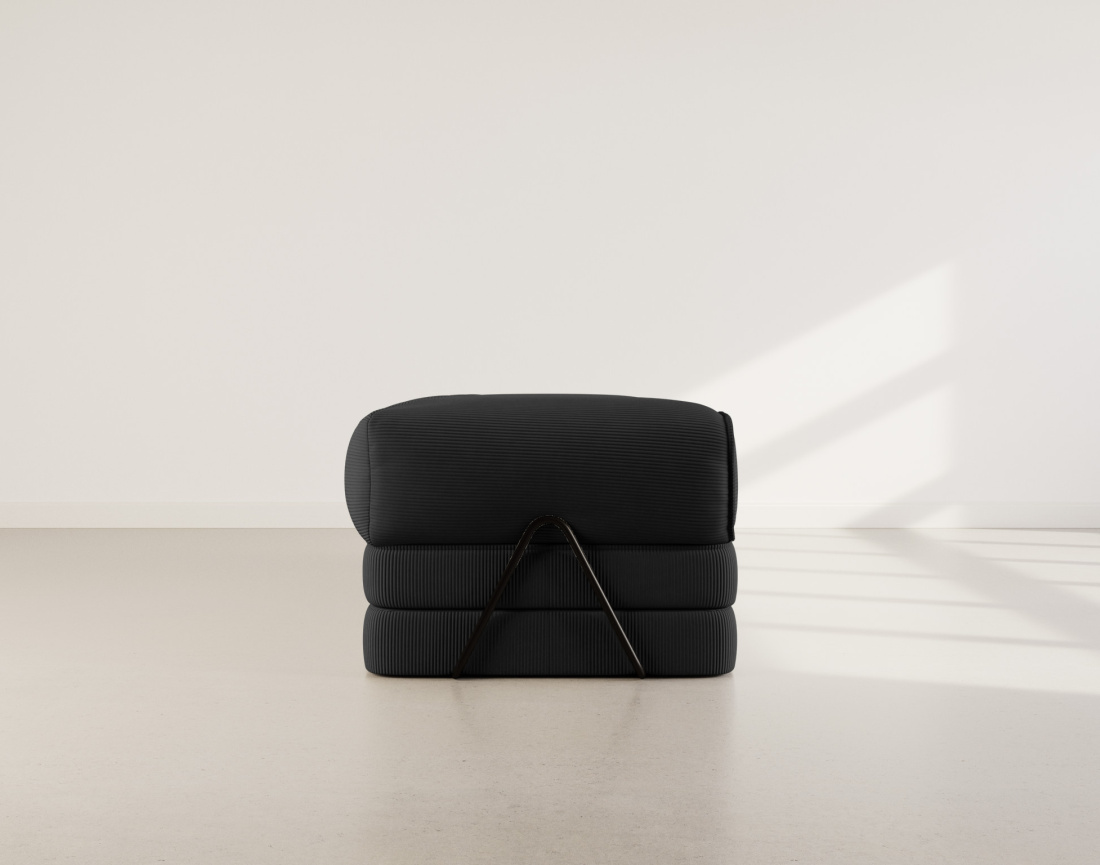 Canapé 3 places convertible en velours côtelé Poppy