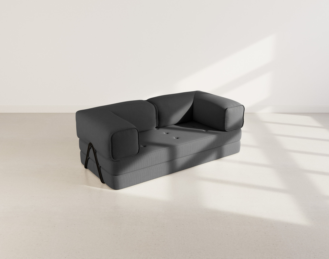 Canapé 3 places convertible en velours côtelé Poppy