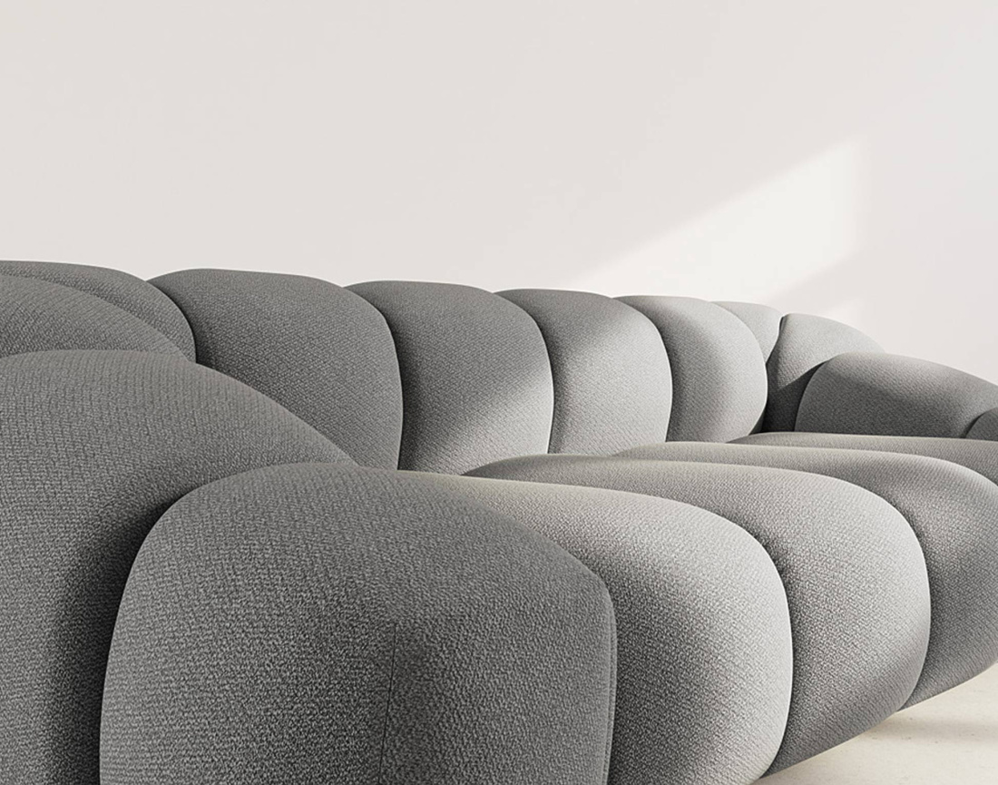 Canapé 3 places en velours texturé Ava