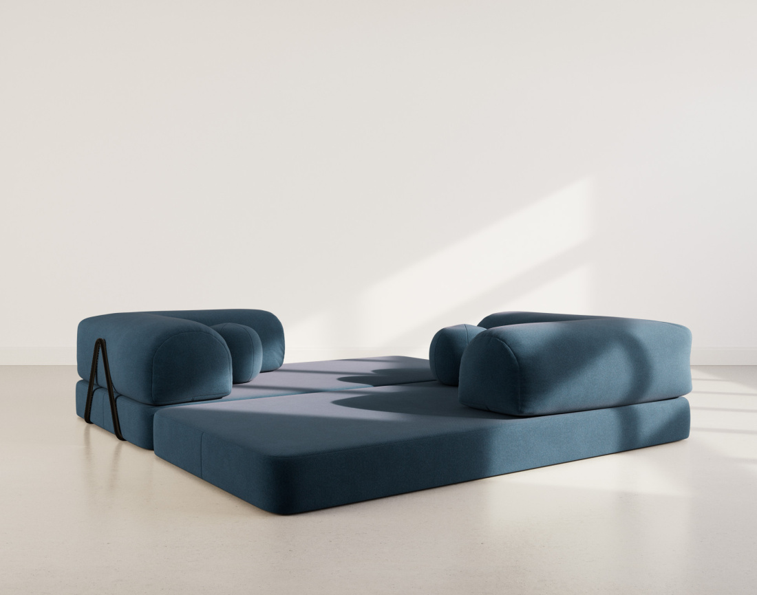 Canapé 3 places convertible en velours texturé Nebula