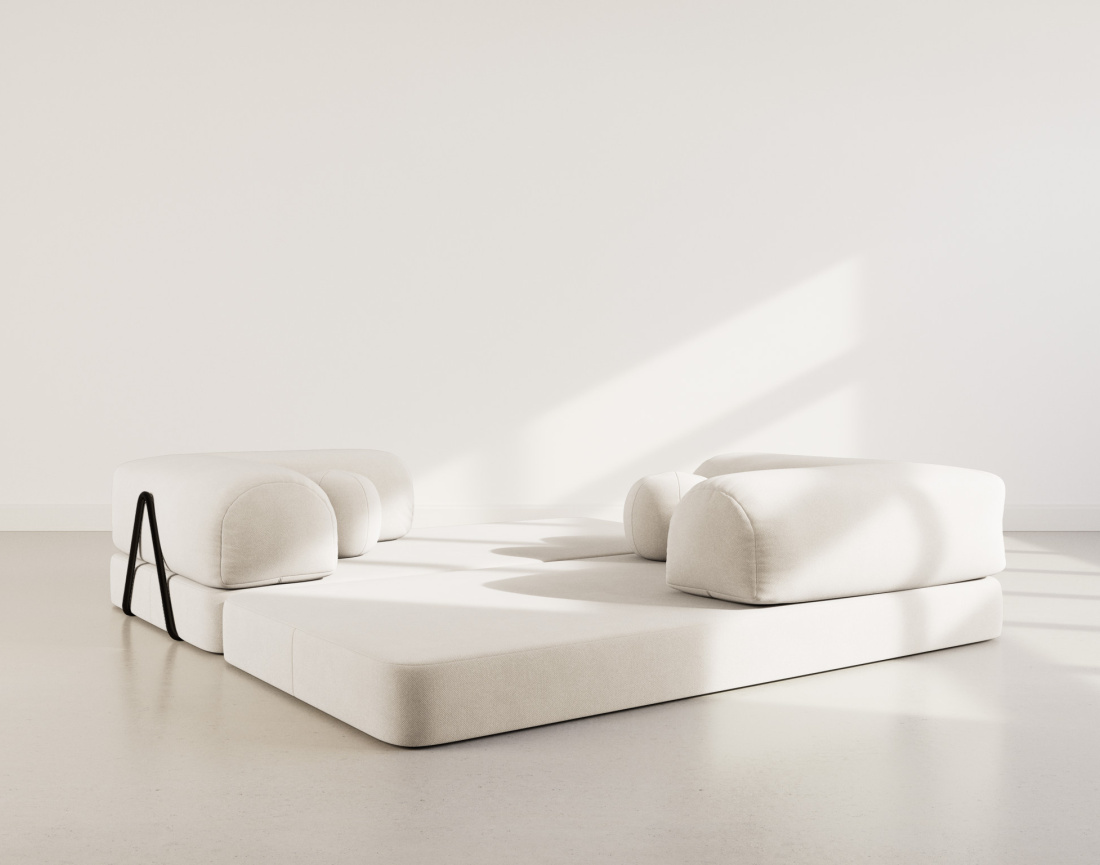 Canapé 3 places convertible en velours texturé Nebula