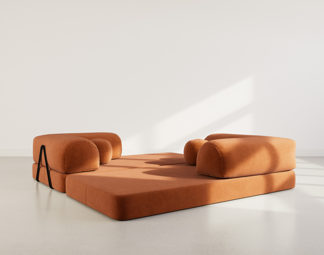 Canapé 3 places convertible en velours texturé Nebula