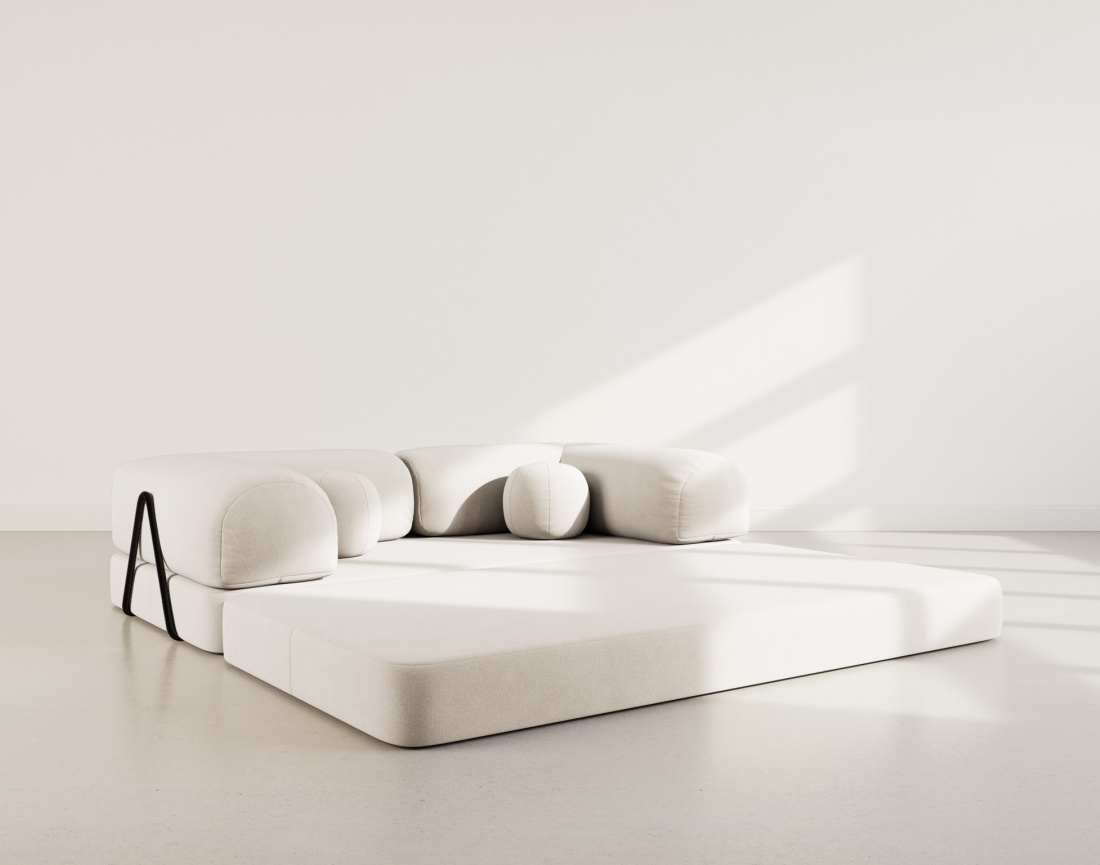 Canapé 3 places convertible en velours texturé Nebula