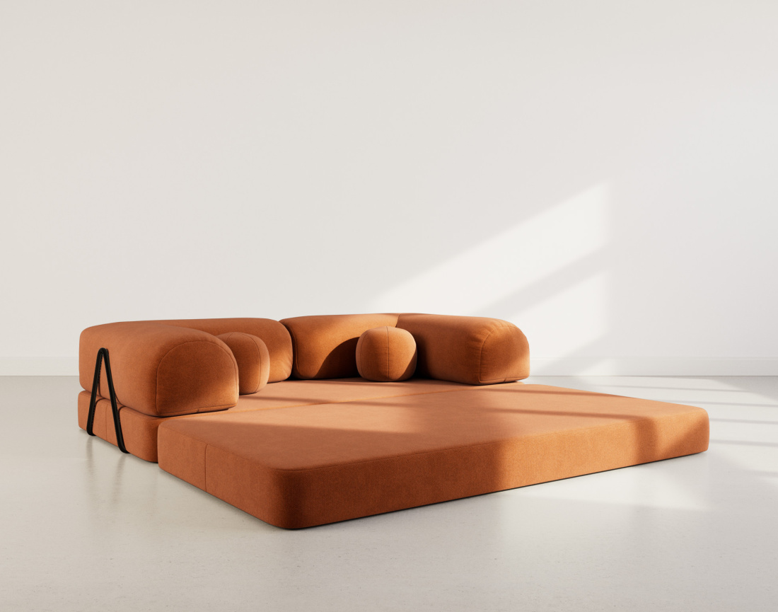 Canapé 3 places convertible en velours texturé Nebula