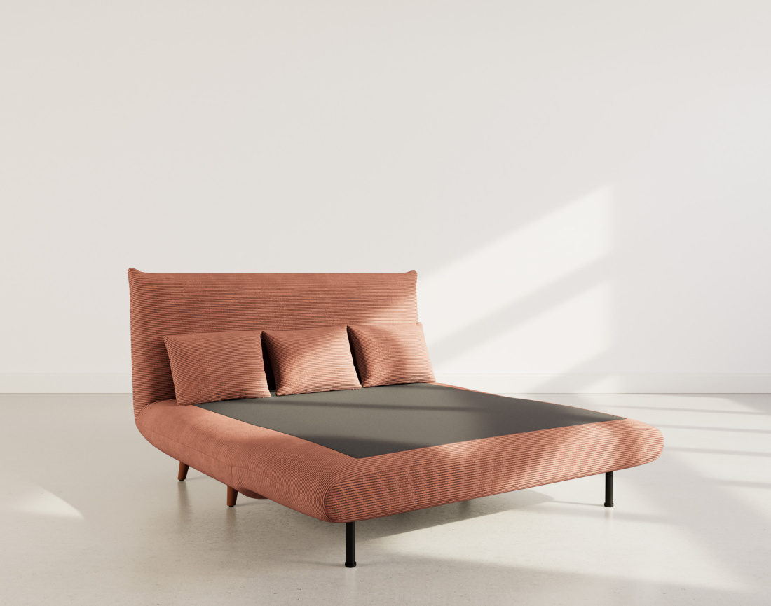 Banquette convertible clic-clac 2 places en velours côtelé Lumi