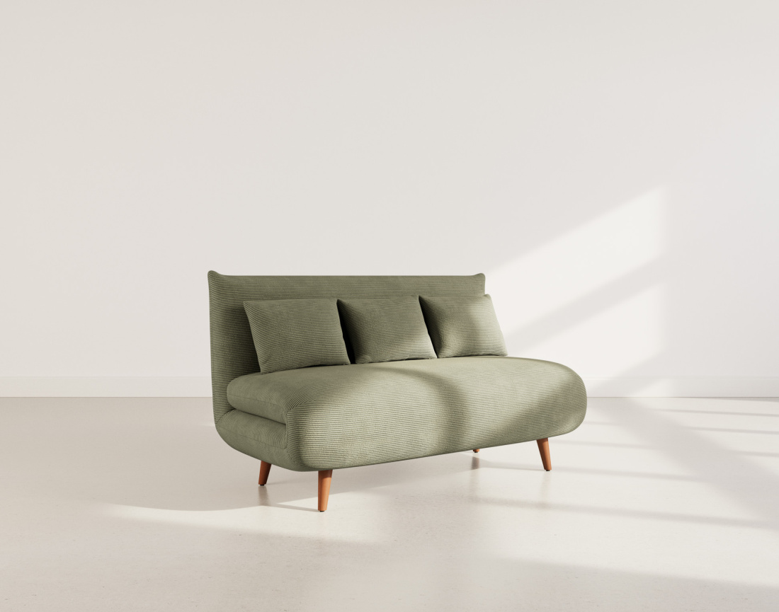 Banquette convertible clic-clac 2 places en velours côtelé Lumi