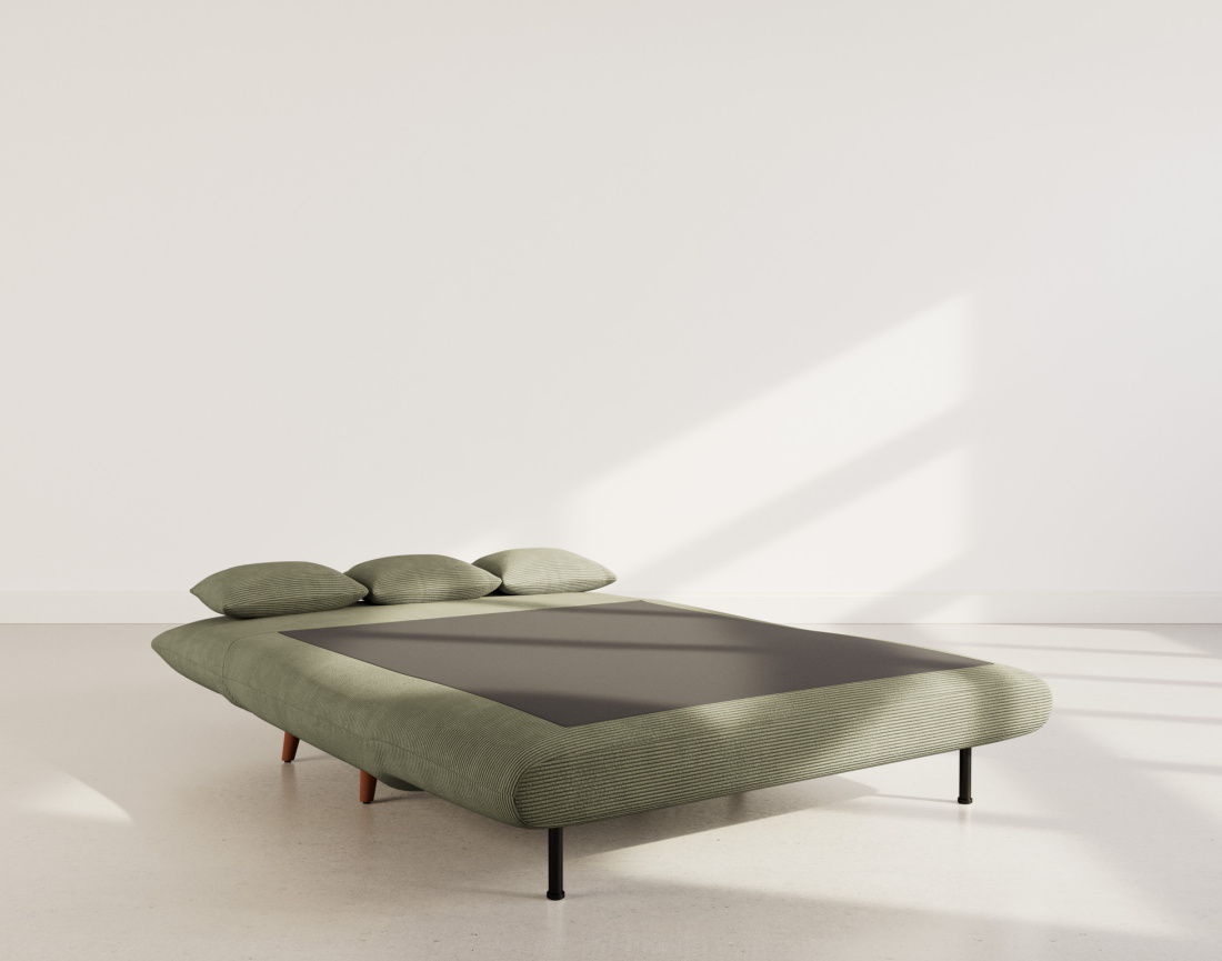 Banquette convertible clic-clac 2 places en velours côtelé Lumi