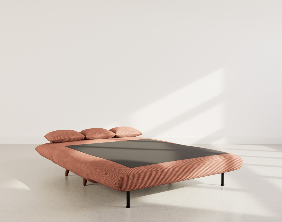 Banquette convertible clic-clac 2 places en velours côtelé Lumi