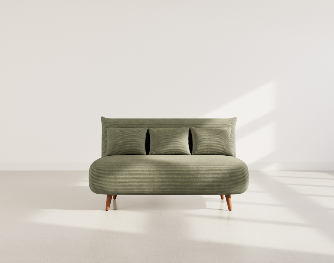 Banquette convertible clic-clac 2 places en velours côtelé Lumi