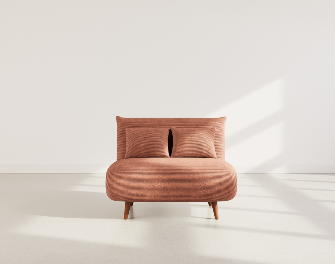 Banquette convertible clic-clac 1 place en velours côtelé Lumi