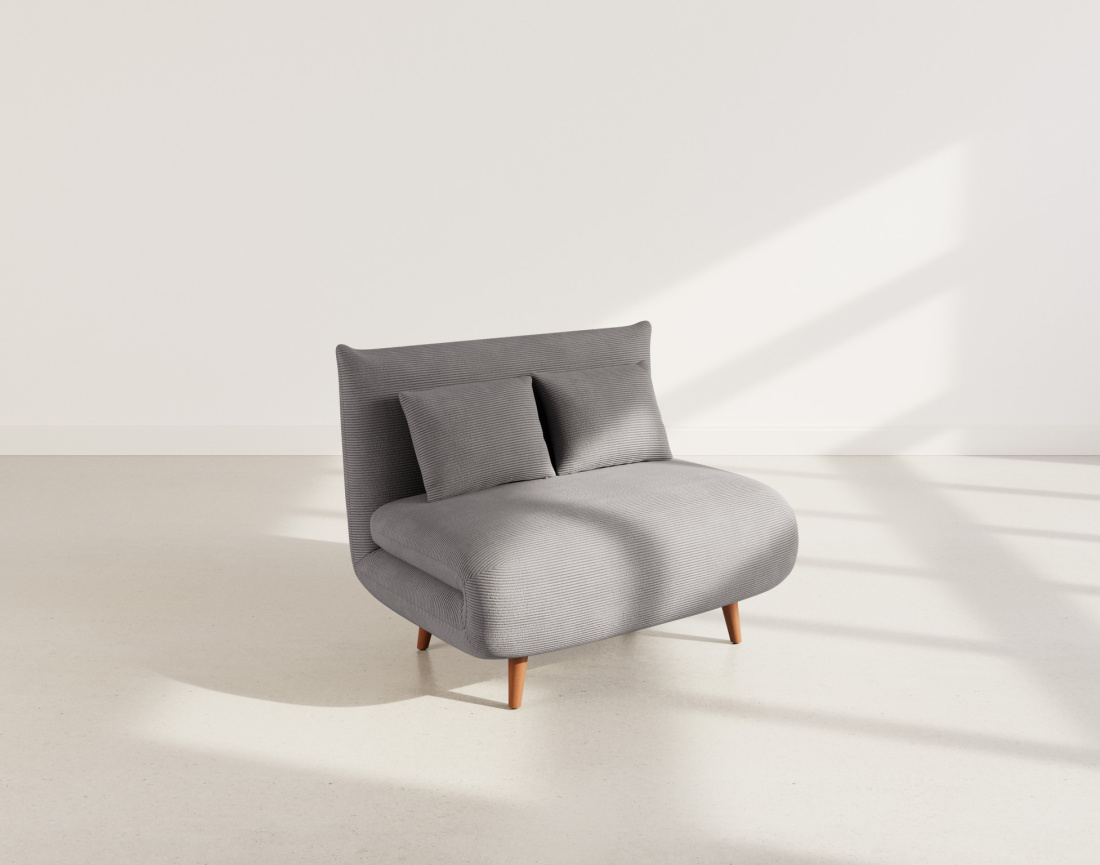 Banquette convertible clic-clac 1 place en velours côtelé Lumi