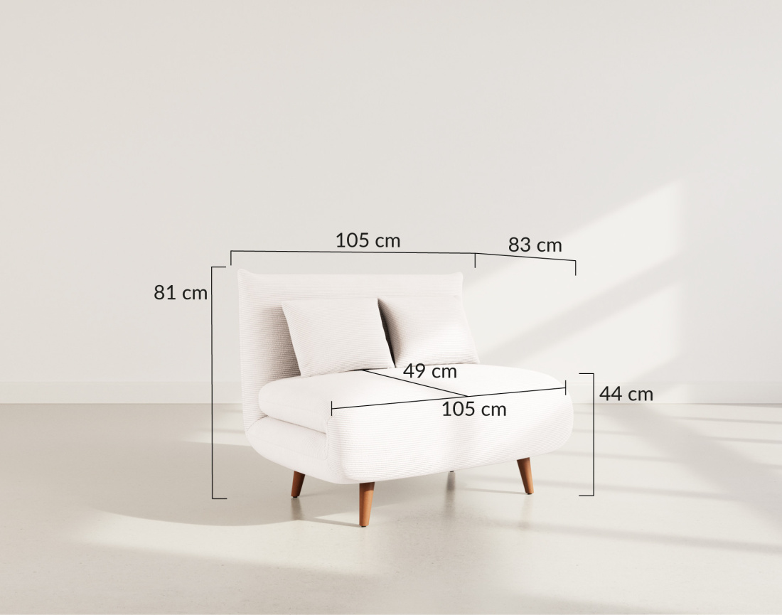 Banquette convertible clic-clac 1 place en velours côtelé Lumi